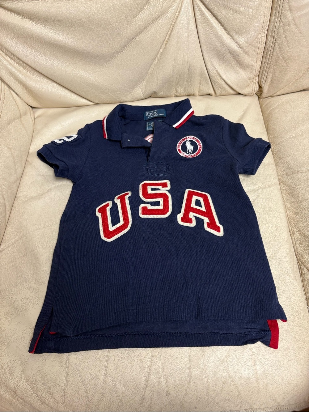 POLO RALPH LAUREN sz 3T 2012 Olympics USA Navy Mesh Polo Shirt Short Sleeve